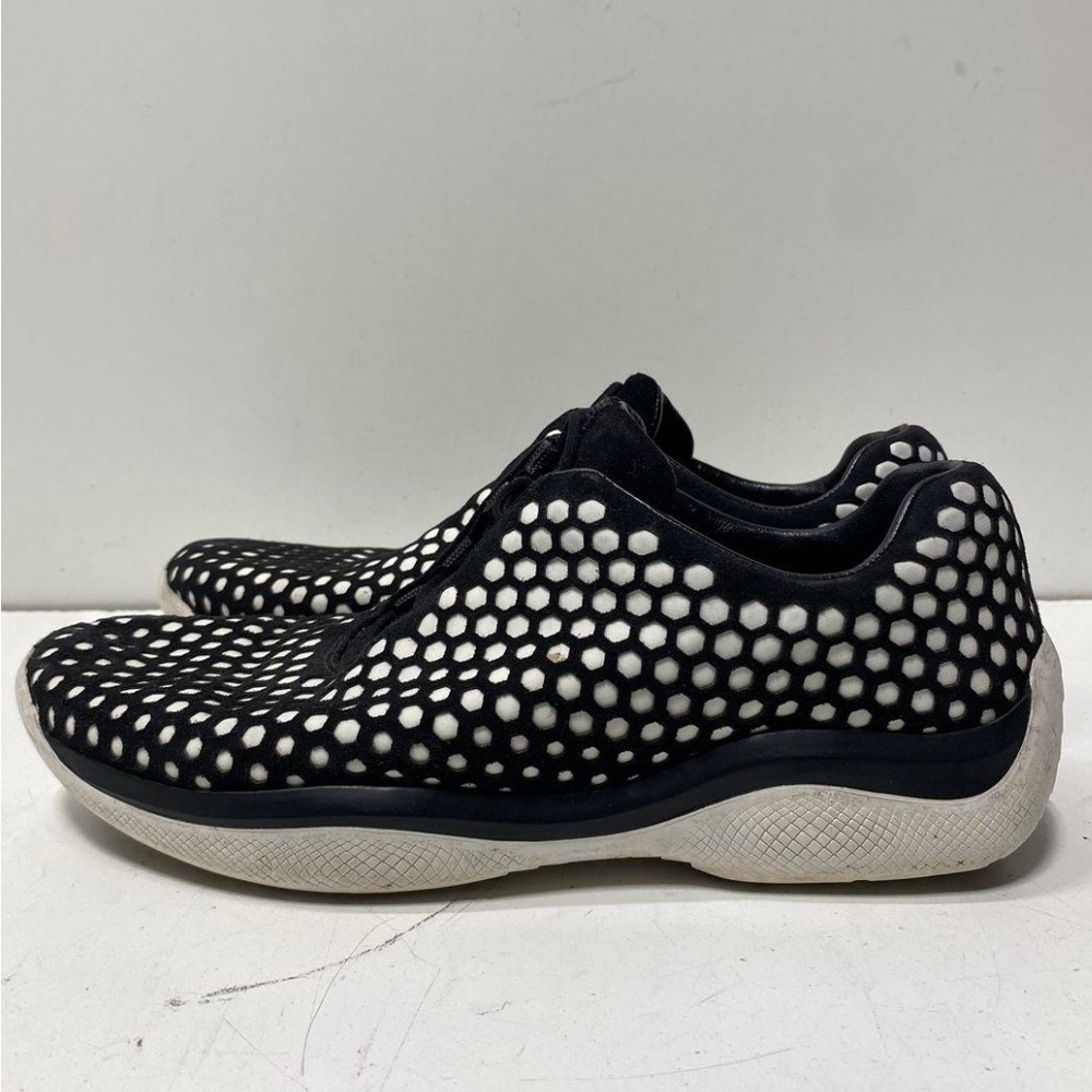 Prada Black and White Sneakers with Geometric Design - Picture 3 of 6